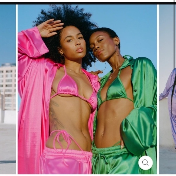 𝅺laina Rauma Set Small Hot Pink satin Club Bed Top Drawstring pants - Picture 9 of 12